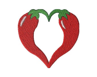 Southwest Chili Pepper Heart Embroidery Design