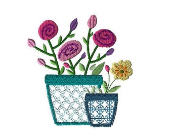 Desenho de bordado de flores de primavera