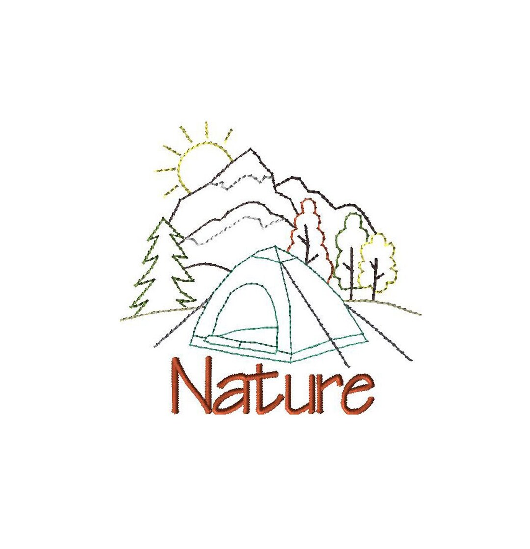 Camping Nature Embroidery Design Etsy