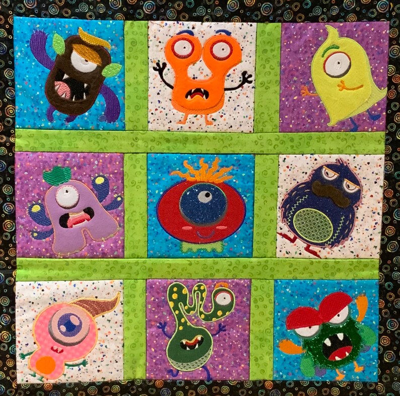 Monster Applique 425 Embroidery Design - Etsy