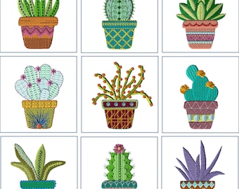 Nine Cactus Embroidery Design Collection