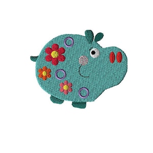 Cartoon Hippo Embroidery Design