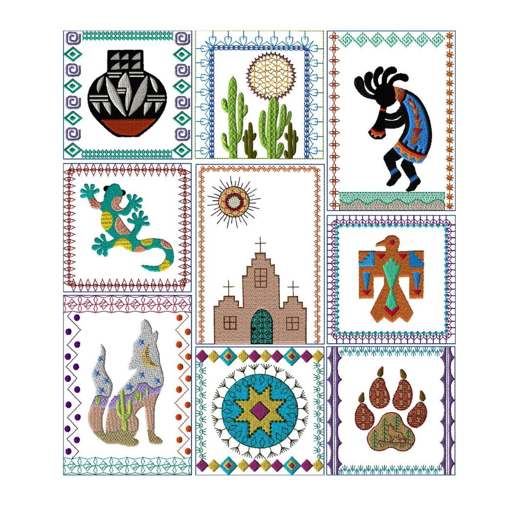 Curated visual reference: Gallery Detail: Nine Southwestern Embroidery Design Collection