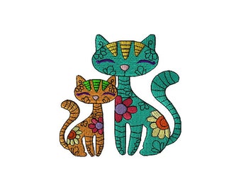 Fancy Cat Embroidery Design