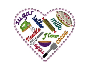 Kitchen - Heart Words Embroidery Design
