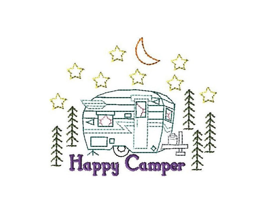 Happy Camper Embroidery Design Etsy
