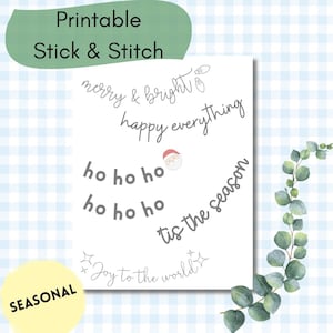 Holiday Stick and Stitch Download, DIY Christmas Gift, Christmas Embroidery Pattern, Festive Holiday Stick & Stitch, DIY Embroidery