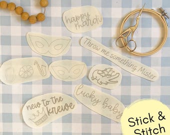 Mardi Gras Stick and Stitch Embroidery Stencils: Embroidery Stick & Stitch Kit