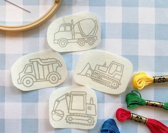 Stick and Stitch Embroidery Pattern, DIY Baby Gift, Truck Embroidery, DIY Embroidery Kit, Gift for Embroidery, Gift for Mom