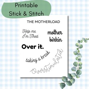 Stick and Stitch Download for Mom, DIY Gift, Hand Embroidery Pattern, Stick & Stitch, DIY Embroidery, Collar Designs, Mama Sweatshirt