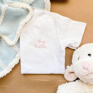 Hand Embroidered Big Sister Shirt: Baby Announcement Photo Prop