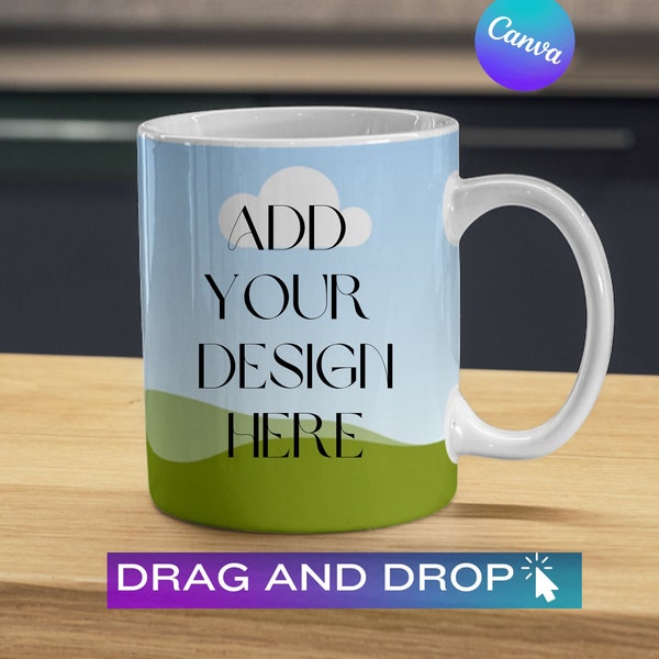 Single Coffee Mug Mockup - 11 Oz / Mock up Mug / Mock-up Coffee Mug Tutorial / Drag and Drop on Canva / Instant Download - Easy to Use