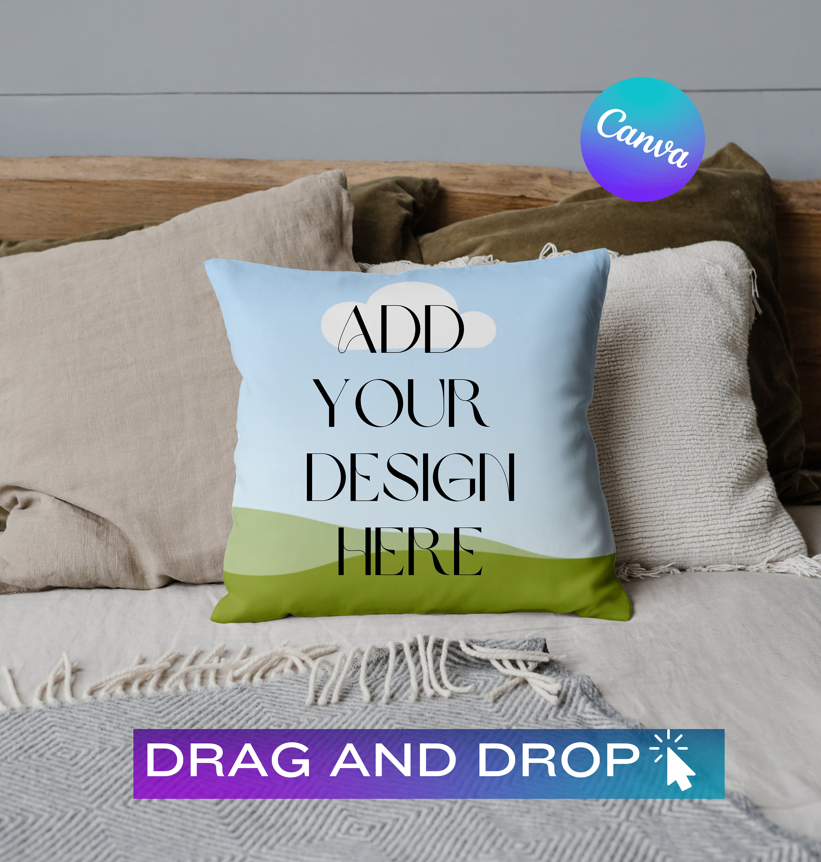 4 Pillow Mockups / Throw Pillow Mock up Tutorial / Cushion Pillows Mock