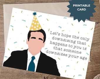 Michael Scott birthday card, downsizing, The office quotes cards, the office birthday cards, boom roasted, Michael Scott quotes, blank