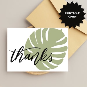 Monstera Deliciosa Danksagungskarte, Pflanzen-Dankeskarte, Danksagungskarte für Pflanzenliebhaber, Monstera-Dankeschön, Grün-Dankeschön-Karte