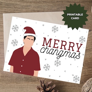 Merry Changmas, tarjeta de Navidad del programa de televisión comunitario, tarjeta navideña divertida de la comunidad, humor navideño de Greendale Community College, Ben Chang