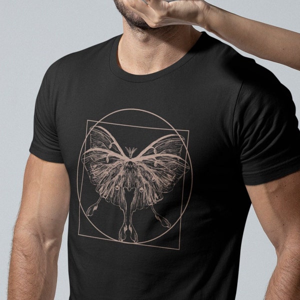 Vitruvian Goth Luna Moth Renaissance Academia Aesthetic Cottagecore Shirt Unisex Jersey Short Sleeve Tee