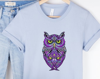 Eule Shirt Helles Spaß Eule Liebhaber T-Shirt Cottagecore T-Shirt Grafik Vogel Unisex Jersey Kurzarm