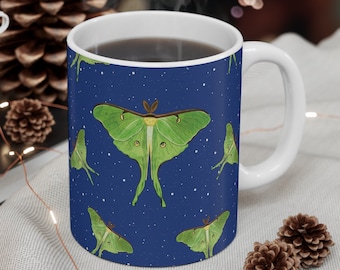 Caneca de cerâmica Luna Moth Cottagecore para café ou chá, 325 ml