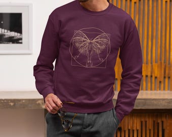 Vitruvian Goth Luna Moth Renaissance Academia Esthétique Cottagecore Chandail Chandail unisexe à col rond en mélange épais