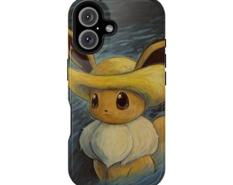 Eevee in Straw Hat Van Gogh Painting Magnetic MagSafe Tough Phone Case iPhone Pro Max 16