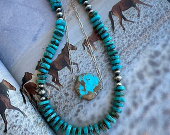 Kingman Turquoise Slab Bar Necklace