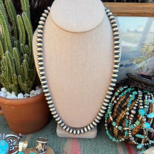 Handmade Navajo Pearl Necklace- Sterling Silver Semi Saucer/Pearl