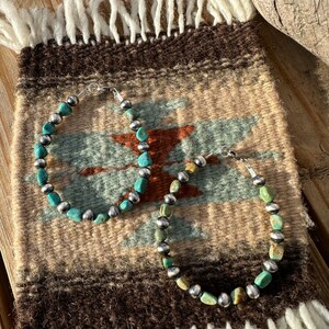 The Rio Grande Bracelet- Navajo Pearls and Kingman Turquoise