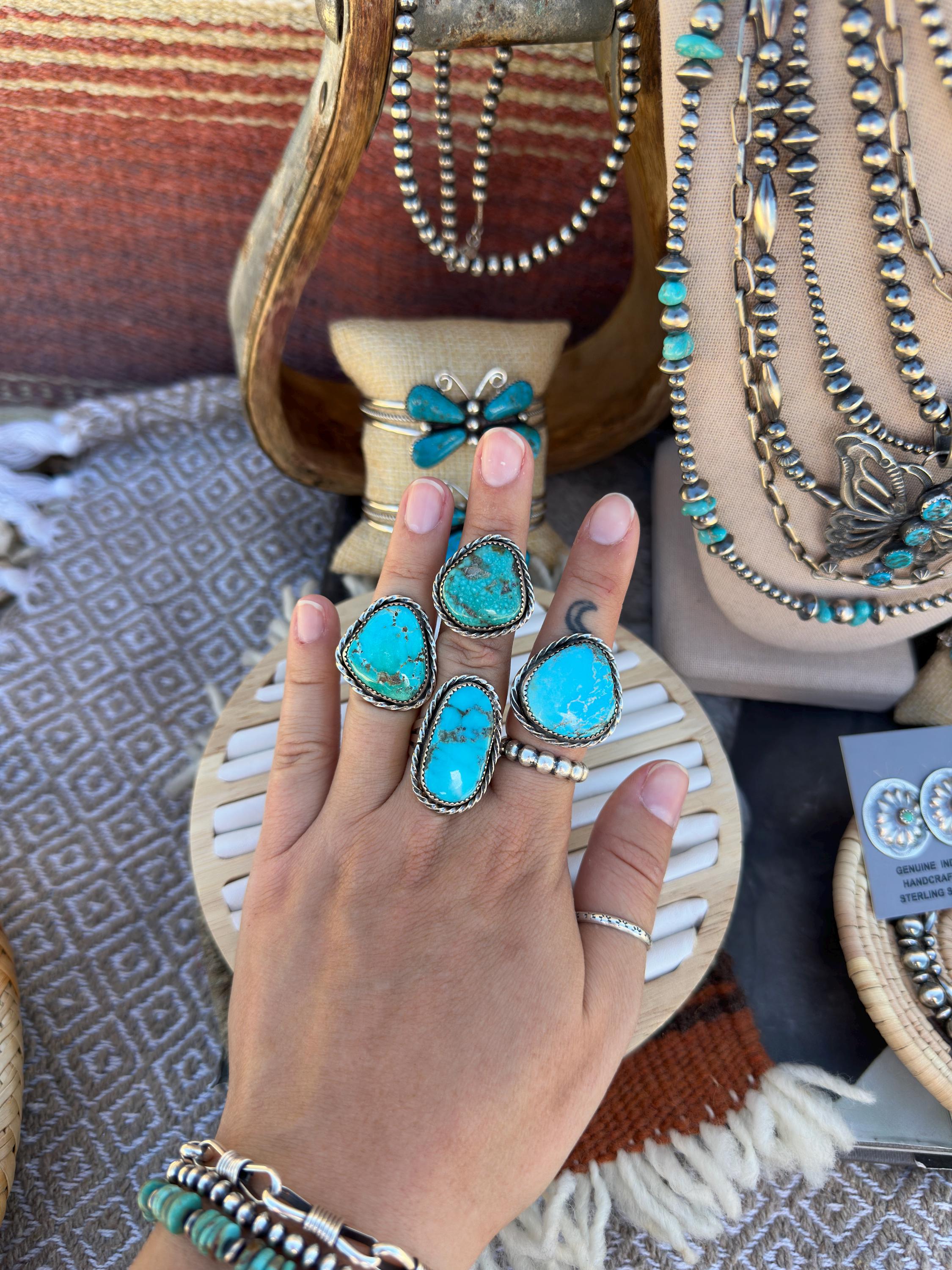 The Desert Cowgirl Ring- Native Made Chunky Kingman Turquoise Ring - Etsy