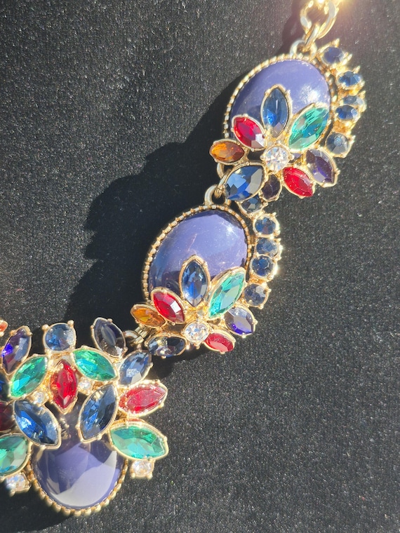 Talbots Statement Necklace Multicolor Rhinestone … - image 5