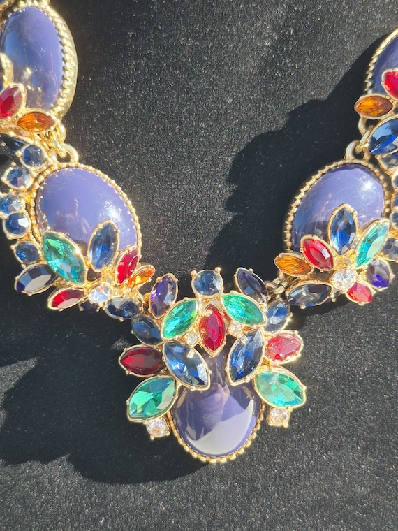 Talbots Statement Necklace Multicolor Rhinestone … - image 1