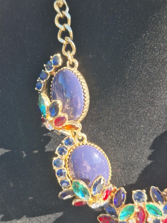 Talbots Statement Necklace Multicolor Rhinestone … - image 3