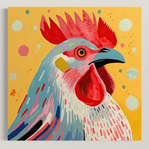 Rooster | Kitchen Wall Decor | Farm House Decor | Midcentury Modern Wall Art | Art Print | Vintage Gift | Matte Vertical Poster