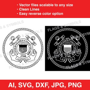 Logo van de kustwacht van de Verenigde Staten. Logo van de Amerikaanse kustwacht. Logo vector Amerikaanse kustwacht. Knipbestand met logo van de Amerikaanse kustwacht. Kustwachtlogo downloaden