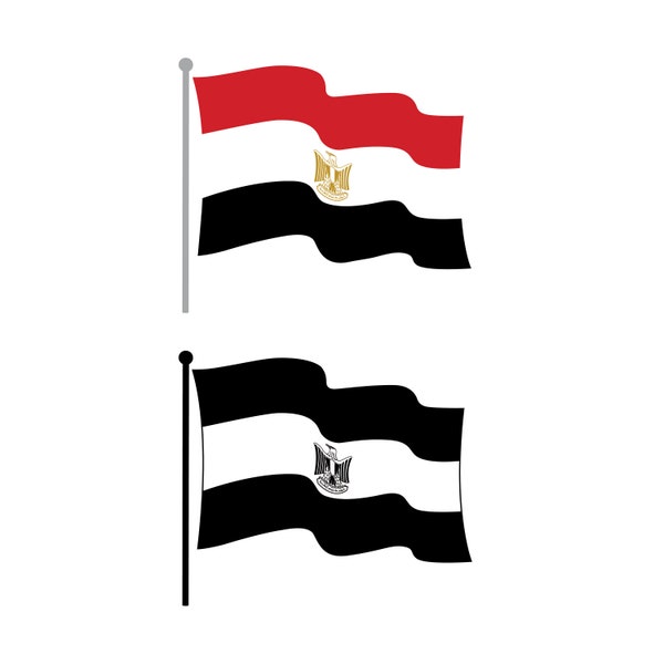 Drapeau de l'Egypte transparent. Drapeau de l'Egypte ondulée vectorielle. Fichier coupé du drapeau de l'Egypte. Drapeau national égyptien. Drapeau de l'Égypte. Mât du drapeau de l'Égypte. Agitant le drapeau de l'Égypte