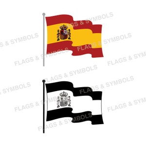 Drapeau Espagne Transparent. Vecteur ondulé du drapeau de l'Espagne. Fichier coupé du drapeau de l'Espagne. Drapeau national de l'Espagne. Drapeau de l'Espagne. Vecteur de mât du drapeau de l'Espagne