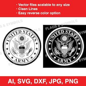 Logo van het Amerikaanse leger. Logo van het Amerikaanse leger. Logo vector van het Amerikaanse leger. Knipbestand met logo van het Amerikaanse leger. Zegel van het Amerikaanse leger. Lasergesneden legerlogo