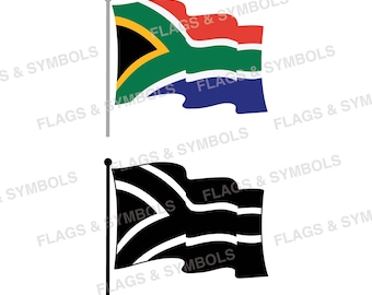 Südafrika Flagge durchsichtig. Südafrika Flagge gewellter Vektor. Südafrika Flagge Ausschneidedatei. Südafrika Landesfahne. Flagge Südafrika svg