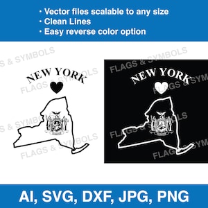Vecteur du drapeau de l'État de New York. Fichier de coupe de l'État de New York. Découpe laser dans l'État de New York. Fichier svg contour de New York. Fichier cricut du drapeau de New York