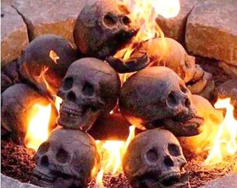 Reusable Halloween Firepit Skull Fire Logs, Mutilated Human Skull Ceramic, Fireproof Skull Fire Pit Halloween Decor For Party Props