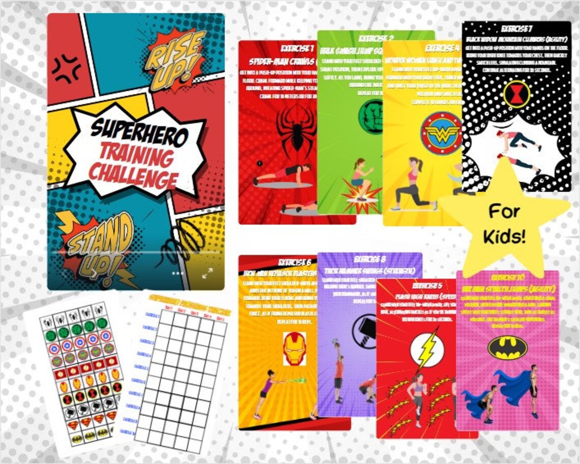 Superhero Training Challenge For Kids Digital Download Summer Boredom Activity Homemade Workout Exercise Summer Holiday Boredom Buster image 1