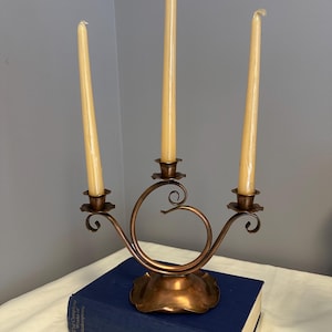 Vintage Gregorian 3 Arm Candelabra Solid Copper Candleholder, Copper Candle Holder, Three Arm Candleholder, USA, Vtg