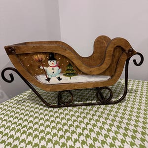 SLITTA di Natale in legno, slitta di Babbo Natale, rustica, da tavolo, Natale in stile country, decorazioni per slitta di Natale, centrotavola natalizio