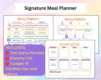 Dietitian Menu Planner with Nutrition Advice | Healthy Menu Planning | Dietitian Tips | Customizable Menu Planner with Nutrition Advice