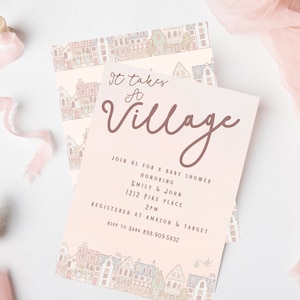 It Takes A Village Baby Shower Invitation - Instant Download (Editable) (FRONT AND BACK)