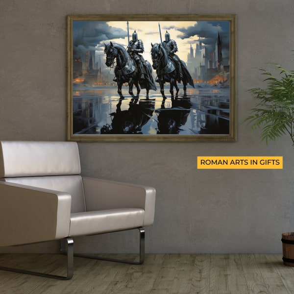 Horse Artwork, Running Horse Painting, Knight Fantasy, Medieval Knight, Crusader, Medieval Shield, Crusader Helmet