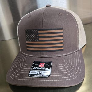 American flag Richardson 112 Trucker hat.