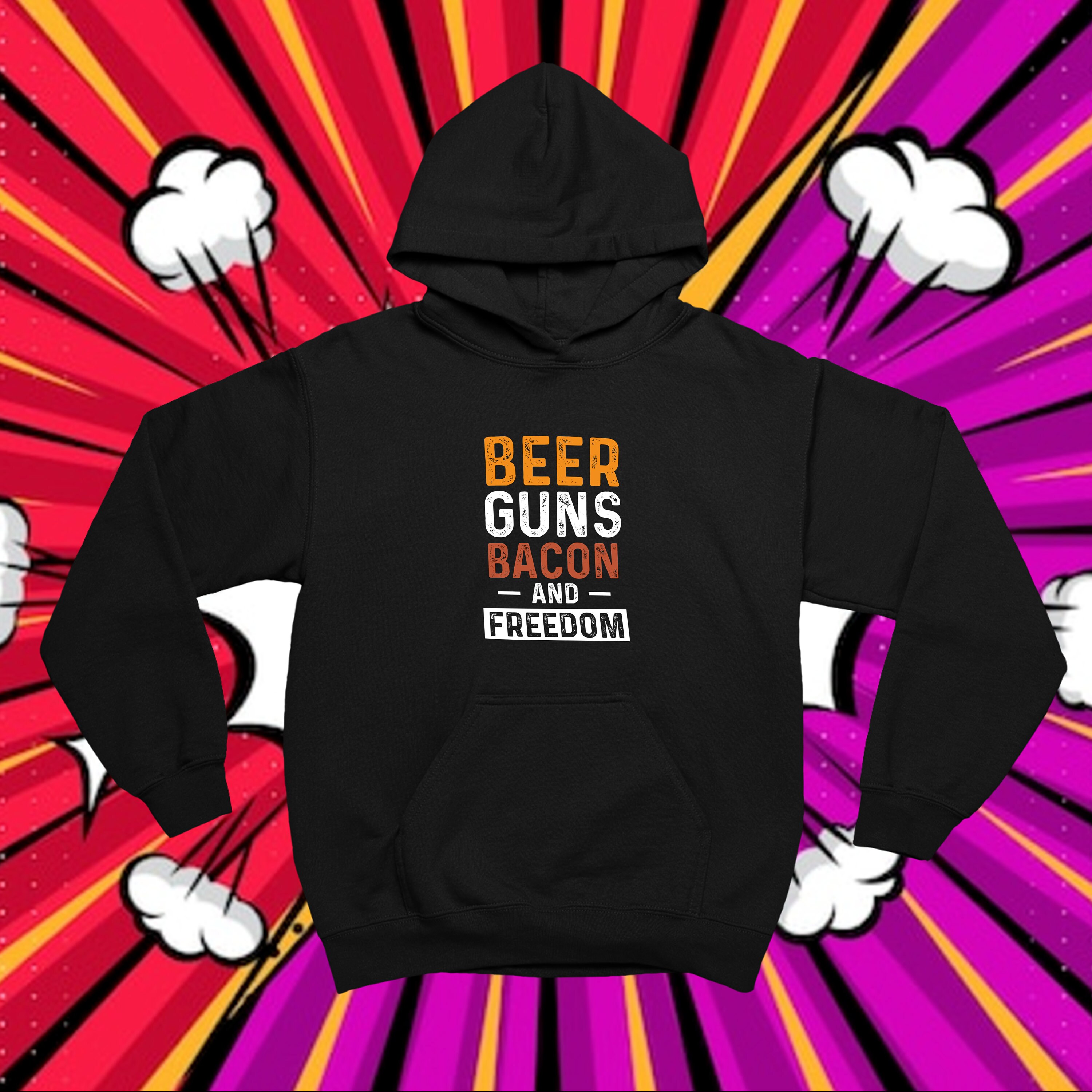 Beer Guns and Bacon Hoodie Bacon Bacon Sweatshirt Bacon Etsy