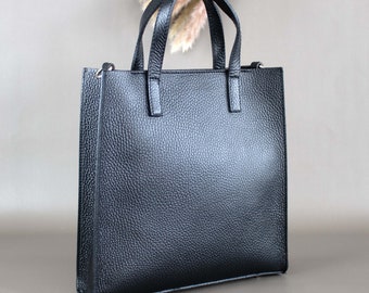 Schwarz Tote Bags Beuteltasche Einkaufstasche für Frauen mit Silber-Hardware, Lederhandtasche für Damen Schultertasche