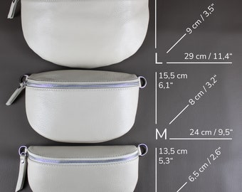 Light Gray Fanny Pack for Women With Patterned Strap Leather
